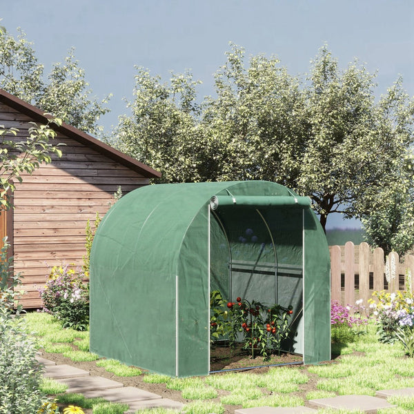 English Elm Outsunny Walk-in Tunnel Greenhouse Steel Frame Pe Cover Uv Protection Season Extender W2225P229101