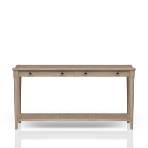 English Elm Sofa Sand Finish Console Table with Two Drawers and Lower Shelf, Solid Wood+MDF, Transitional Style B2699P218291
