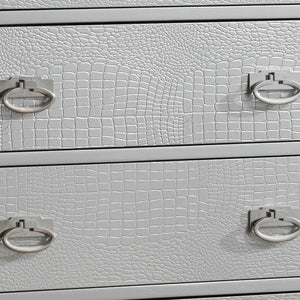 English Elm Elegant Champagne Contemporary Storage Chest 58"H x 32"W x 21"D – No Assembly, Durable Particle Board, Chic Silver Finish Ideal for Modern Home Organization and Décor B078108440