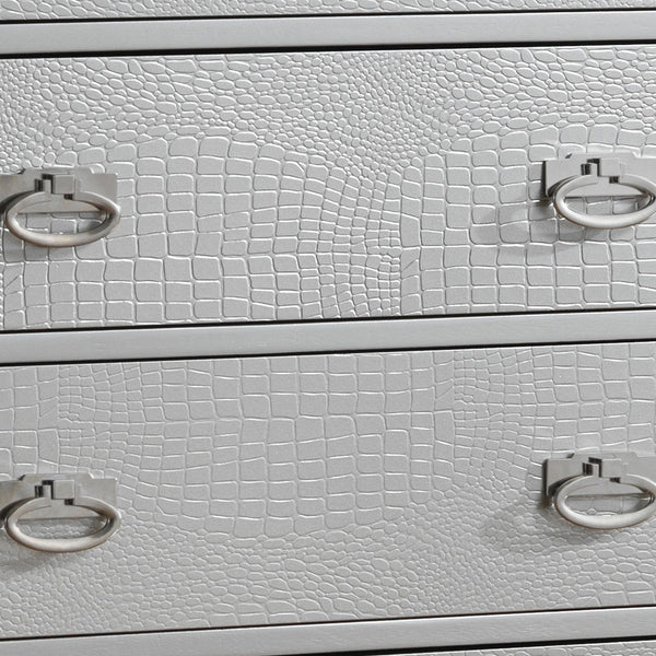 English Elm Elegant Champagne Contemporary Storage Chest 58"H x 32"W x 21"D – No Assembly, Durable Particle Board, Chic Silver Finish Ideal for Modern Home Organization and Décor B078108440