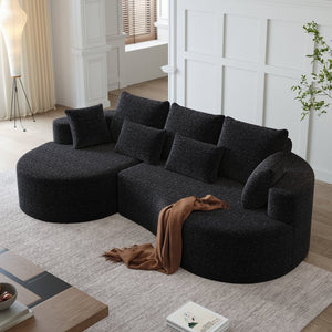 English Elm Modern Chenille Cloud Sectional Sofa with Deep Cushions and 7 Pillows for Living Room W834S00485