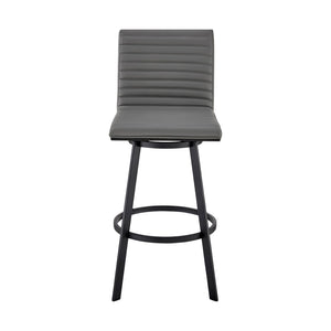 English Elm Nikole Swivel Counter Stool Matte Black Steel Base with Gray Faux Leather Seat B2736P464887