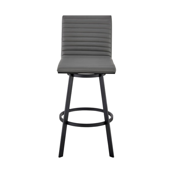 English Elm Nikole Swivel Counter Stool Matte Black Steel Base with Gray Faux Leather Seat B2736P464887
