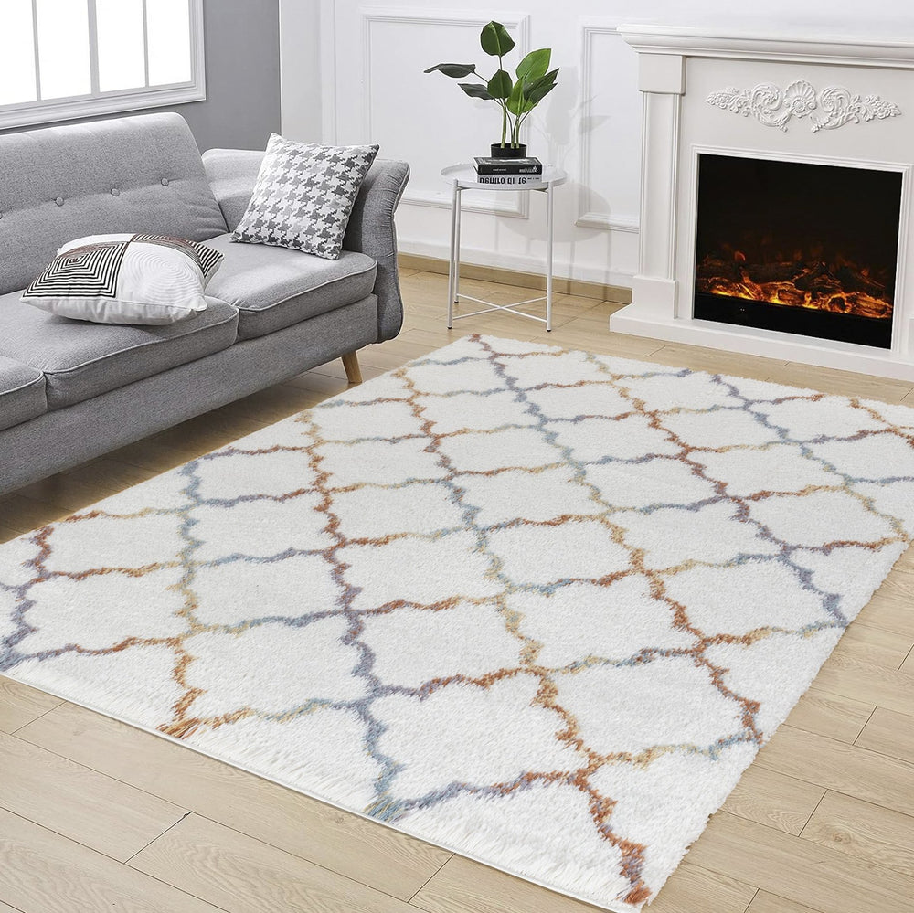 English Elm Loft Plush Ivory Shag Area Rug - 5'3" X 7' Soft, Durable, Kid & Pet-Friendly For Modern Spaces B186P181101