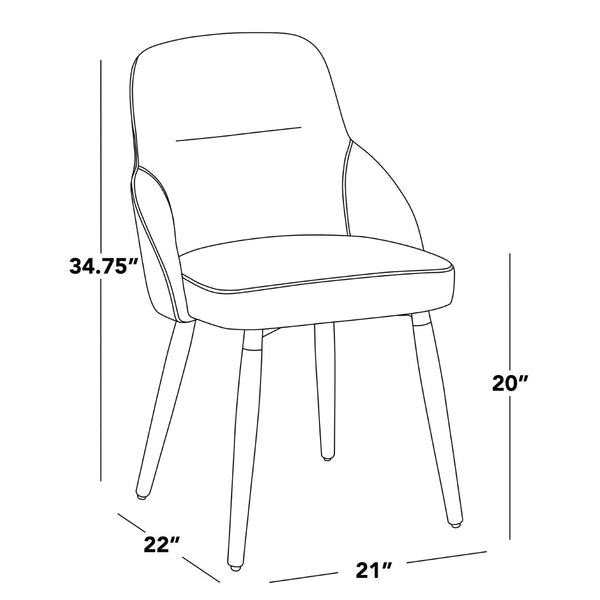 English Elm Chair Set of 2 Mid-century Faux Leather Dining Seats with Tapered Walnut Wood Legs B202S02120