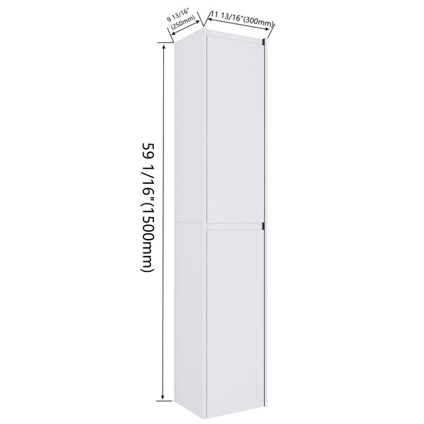 English Elm 12" Bathroom Side Cabinet - Sleek Wall-Mounted Design With Soft-Close Doors For Organized Storage W999S00278