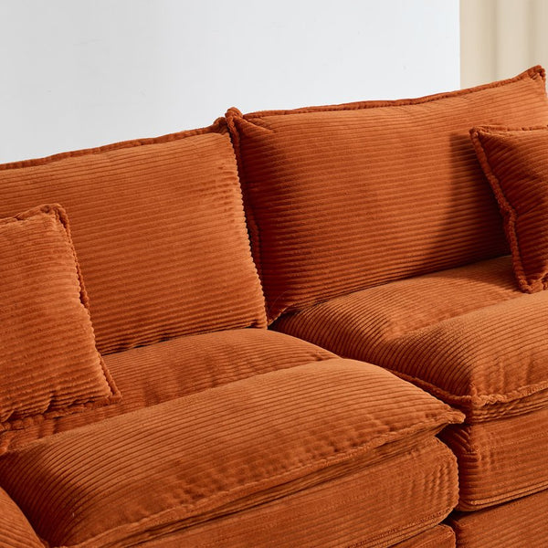English Elm Corduroy Modern Sofa Sleeper Loveseat with Double-Layer Cushions, Two Pillows, Sturdy Frame 84" Orange W676P227342