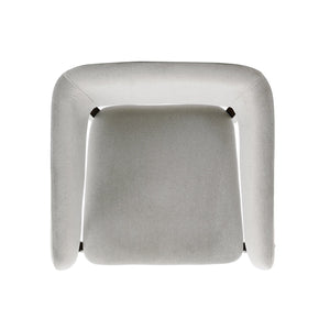 English Elm Blake Solid Beech Frame Faux Mohair Armchair with Sculptural Wraparound Backrest, Commercial Grade Comfort Greige B365P397768