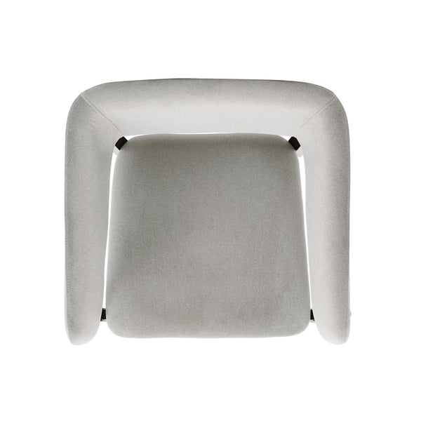 English Elm Blake Solid Beech Frame Faux Mohair Armchair with Sculptural Wraparound Backrest, Commercial Grade Comfort Greige B365P397768