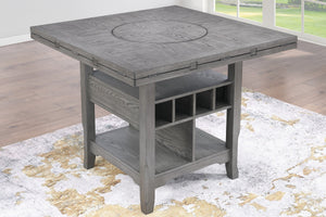 English Elm Contemporary 7-Piece Counter Height Dining Set With Lazy Susan, Storage, And 6 High Chairs For Modern Spaces B011S01878