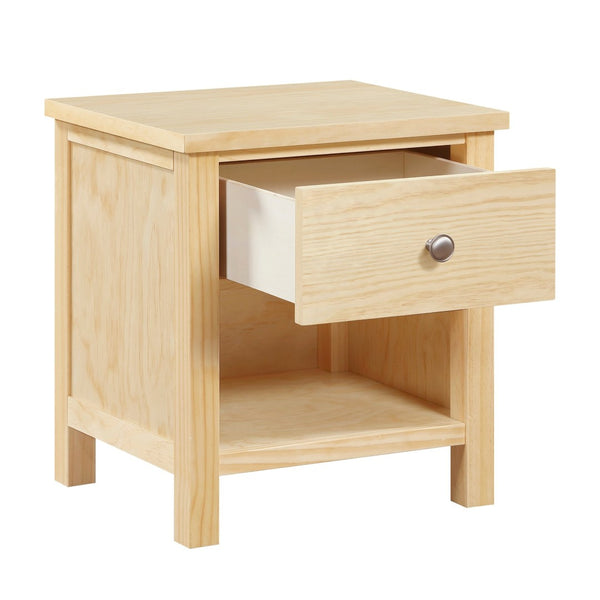 English Elm 1-drawer Nightstand Open Cubby Natural Pine Wood Bedside Table for Farmhouse Bedroom B011P473067