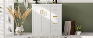 English Elm 30'' Elegant Bathroom Vanity Set With Ceramic Sink, Soft-Close Drawers & Retro Design For Storage N710P191947K