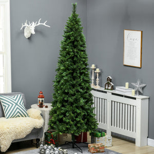 English Elm Homcom 7.5Ft Slim Pencil Artificial Christmas Tree With 1075 Branches, Auto Open & Steel Base Design W2225P229604