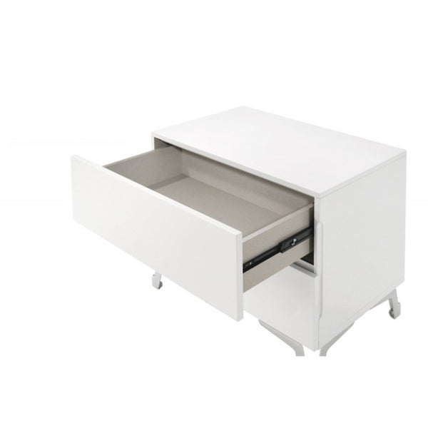 English Elm Modern High Gloss Lacquer Nightstand with Acrylic Legs Two Drawer Bedside Storage B011P496276