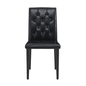 English Elm 4-pack PU dining chairs with ergonomic buckle backrest, gold metal legs, high-density sponge comfort Black W1151P295721