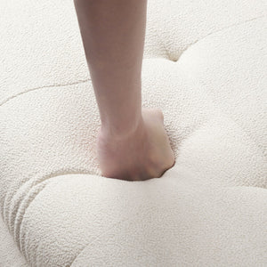 English Elm Urban Modern Modular Sofa Teddy Fleece Capitonné Design High Modularity Plush Comfort Corner Ready for Cozy Living Spaces Beige B341S00036