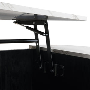 English Elm Modern Mid-century Coffee Table Tambour Doors Open Shelves Warm Wood Living Room Black,Gold,White N770P333549B