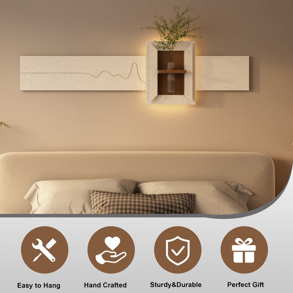 English Elm Adjustable 3D Led Sandstone Wall Decor With Faux Plants & Remote Control - Perfect For Modern Spaces W2700P313031