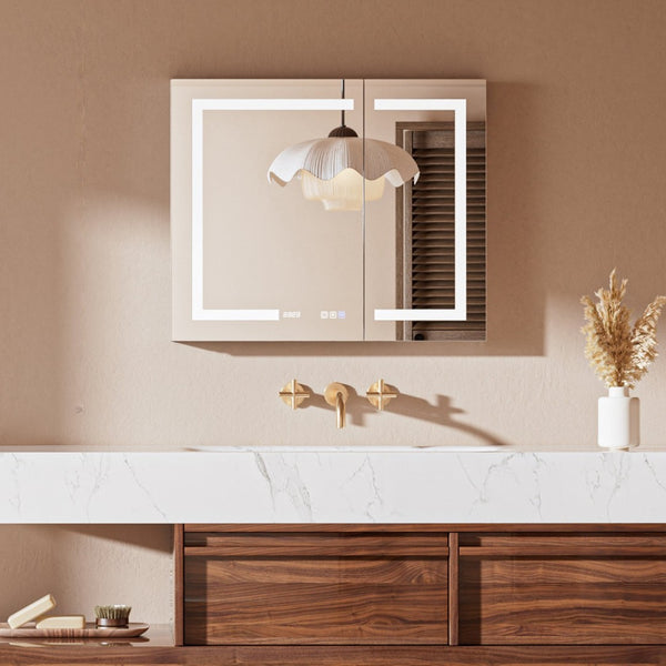 English Elm Lighted Aluminum Medicine Cabinet Smart Mirror with Anti-fog Led and Built-in Usb Outlet W5609P461309