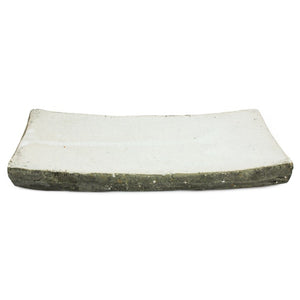 Zentique Partially glazed off-white ceramic dish with artisanal texture — versatile serving tray and decorative catchall W13 x H1.5 x D6 3671M A25