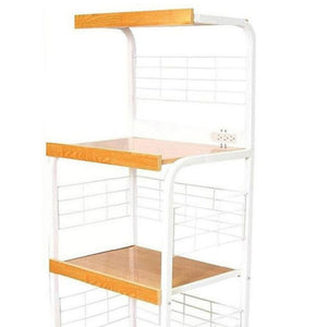 English Elm 59.5" 3-Tier Microwave Kitchen Cart with Drawer & Outlet, Mobile Storage Shelves, 70 lb Capacity B072P222424