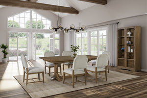 English Elm Upholstered Chair with Hickory Veneer Cashew Finish, Polyester Fabric Comfort, Stylish Backrest Almond 44 L x 24.75 W x 17 H B2699P383810