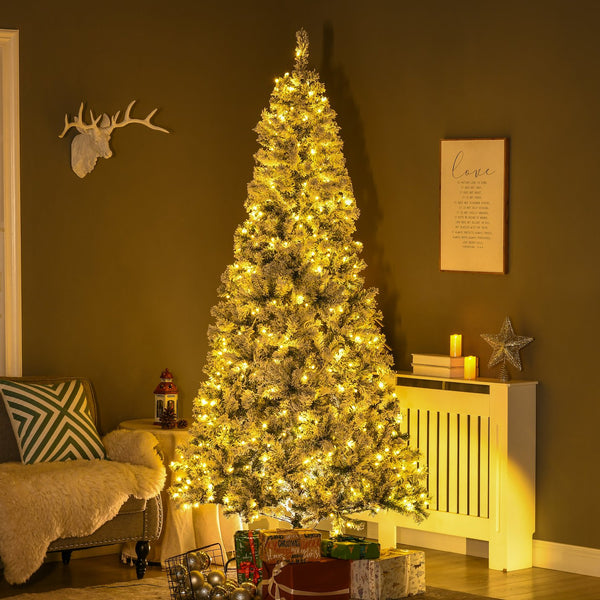 English Elm Homcom 7.5Ft Prelit Snow-Flocked Christmas Tree With 500 Warm Led Lights & Easy Auto-Open Design W2225P229678