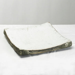Zentique Partially glazed off-white ceramic dish with artisanal texture — versatile serving tray and decorative catchall W10.5 x H1.5 x D10.5 3672M A25