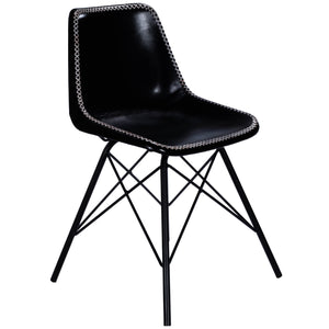 Butler Specialty Inland Leather Side Chair – Stylish Mid-century Modern Design With Sturdy Iron Frame For Any Space Black Sheep Leather,Iron,Plastic 3673034-butler