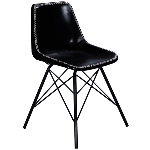 Butler Specialty Inland Leather Side Chair – Stylish Mid-century Modern Design With Sturdy Iron Frame For Any Space Black Sheep Leather,Iron,Plastic 3673034-butler