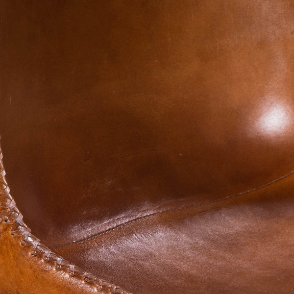 Butler Specialty Inland Leather Side Chair – Stylish Mid-century Modern Design With Sturdy Iron Frame For Any Space Medium Brown Natural  Sheep Leather,Iron,Plastic 3673220-butler