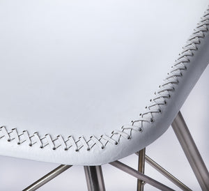 Butler Specialty Inland Leather Side Chair – Stylish Mid-century Modern Design With Sturdy Iron Frame For Any Space White Natural  Sheep Leather,Iron,Plastic 3673411-butler