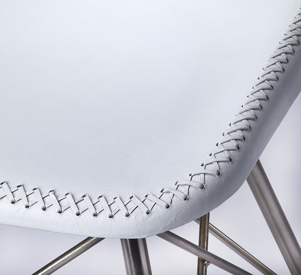 Butler Specialty Inland Leather Side Chair – Stylish Mid-century Modern Design With Sturdy Iron Frame For Any Space White Natural  Sheep Leather,Iron,Plastic 3673411-butler