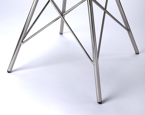 Butler Specialty Inland Leather Side Chair – Stylish Mid-century Modern Design With Sturdy Iron Frame For Any Space White Natural  Sheep Leather,Iron,Plastic 3673411-butler