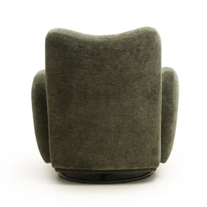 English Elm 360° 360 Swivel Accent Chair Plush Chenille Upholstered Circular Seat for Living Room Office Olive Green W2901P463507