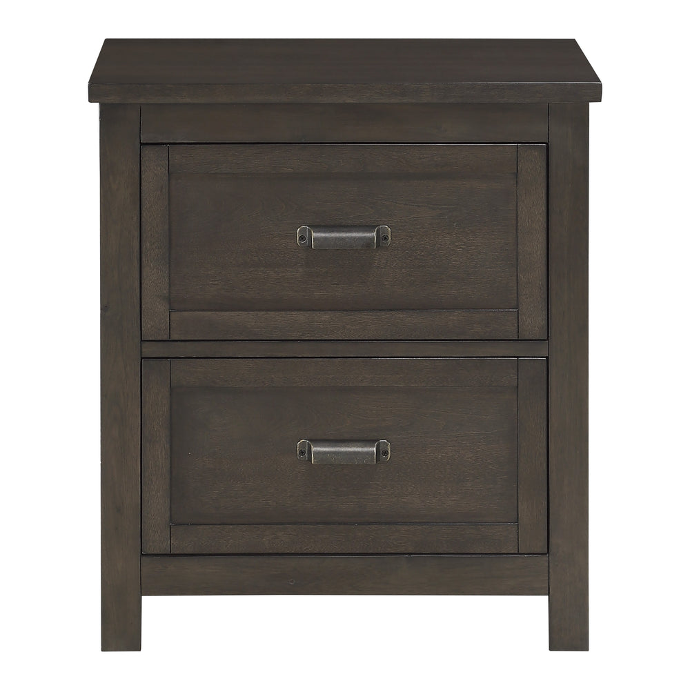 English Elm Transitional Hebron Nightstand Dark Cherry Finish with 2 Drawers, Birch Veneer Grain & Bronze Cup Handles B011P317223