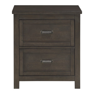 English Elm Transitional Hebron Nightstand Dark Cherry Finish with 2 Drawers, Birch Veneer Grain & Bronze Cup Handles B011P317223