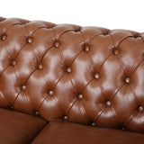 Christopher Knight Home® - Noble House - Silverdale Traditional Chesterfield Loveseat, Cognac Brown and Dark Brown