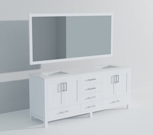 English Elm White Double Bath Vanity 80" W x 22" D with White Quartz Top, Soft-Close Storage & 30" Mirrors, Durable B2731S00839