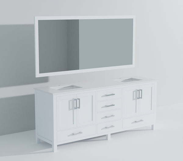 English Elm White Double Bath Vanity 80" W x 22" D with White Quartz Top, Soft-Close Storage & 30" Mirrors, Durable B2731S00839