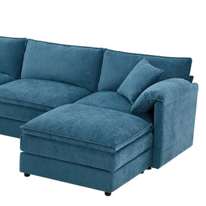 English Elm 9687aab-6 Seat Structured Upholstered Sofa for Large Family and Open Living Rooms Blue N723P243195C