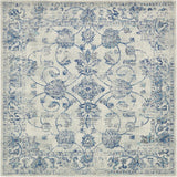 Unique Loom Tradition Bluebell Machine Made Floral Rug Beige, Gray/Navy Blue/Turquoise 8' 4" x 8' 4"