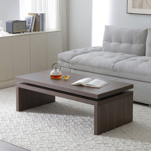 English Elm Wood Coffee Table Solid Fir Rectangular Design for Living Room Mid-century Farmhouse W1117P276603