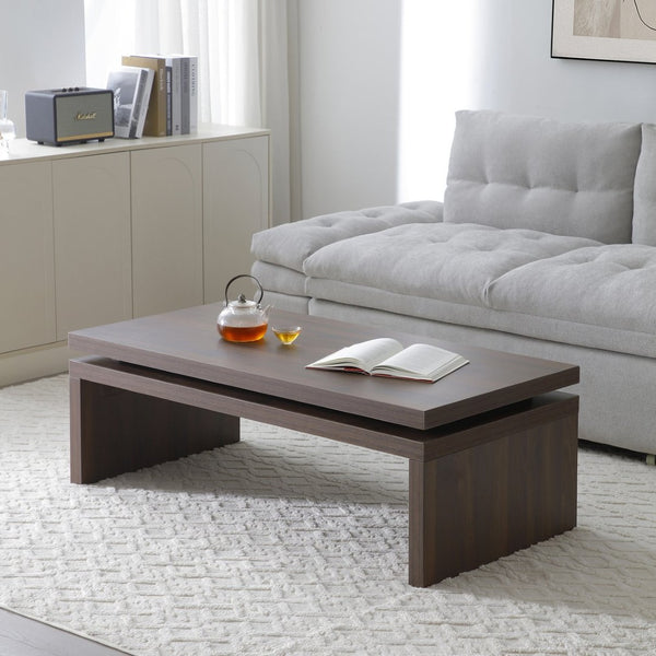 English Elm Wood Coffee Table Solid Fir Rectangular Design for Living Room Mid-century Farmhouse W1117P276603