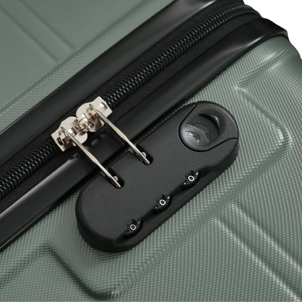 English Elm 6 Piece Hardshell Abs Travel Set with Spinner Wheels Combination Lock and Toiletry Bag Army Green N732P391465F