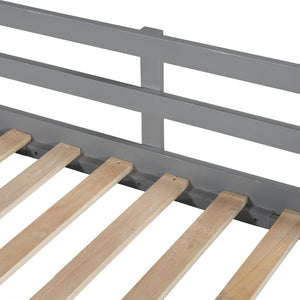 English Elm Twin Kids Loft Bed Solid Pine Frame with Slide Chalkboard and Climbing Rope Play Zone Gray N708P340493E