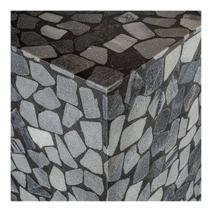English Elm Kiri Outdoor Accent Table Handcrafted Concrete Marble Plinth for Patio or Terrace B2769P498426