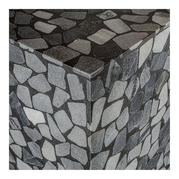 English Elm Kiri Outdoor Accent Table Handcrafted Concrete Marble Plinth for Patio or Terrace B2769P498426
