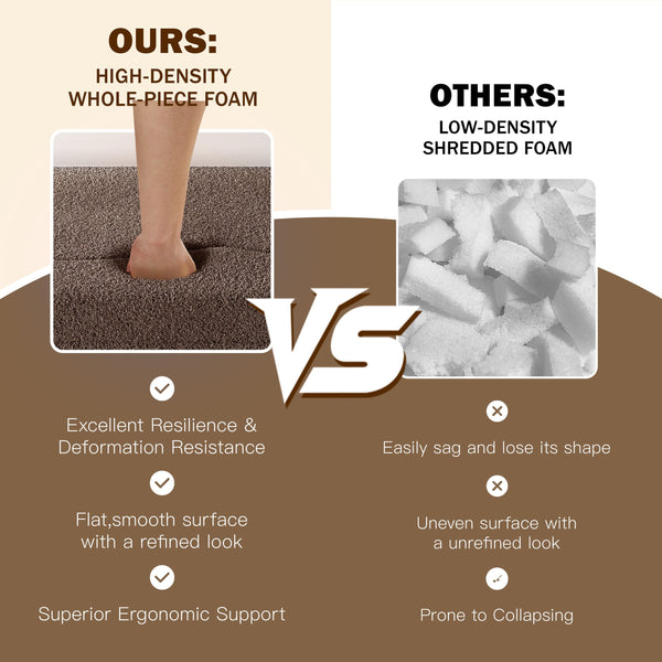 English Elm Modern Full Size Folding Sofa Bed with Teddy Fabric, 15" Foam Sleeper, Removable Covers & 2 Pillows for Guests Brown W1885P308287