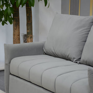 English Elm Convertible Velvet Sleeper Sofa Bed Loveseat with USB Charging, Pull-Out Bed, Storage Pockets, Gray W1183S00022